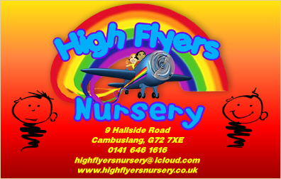 High Flyers Nursery business card.