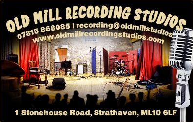 Old Mill Recording Studios business card.