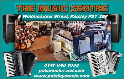 Paisley Music Centre business card.
